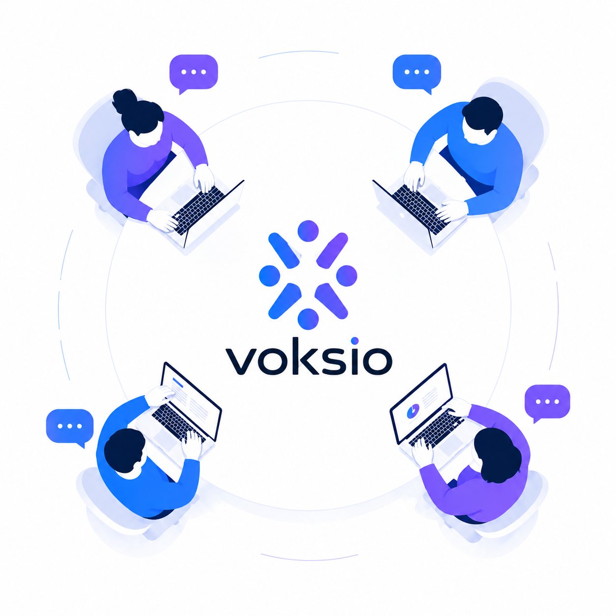 Voksio in use. A distributed team collaborating.